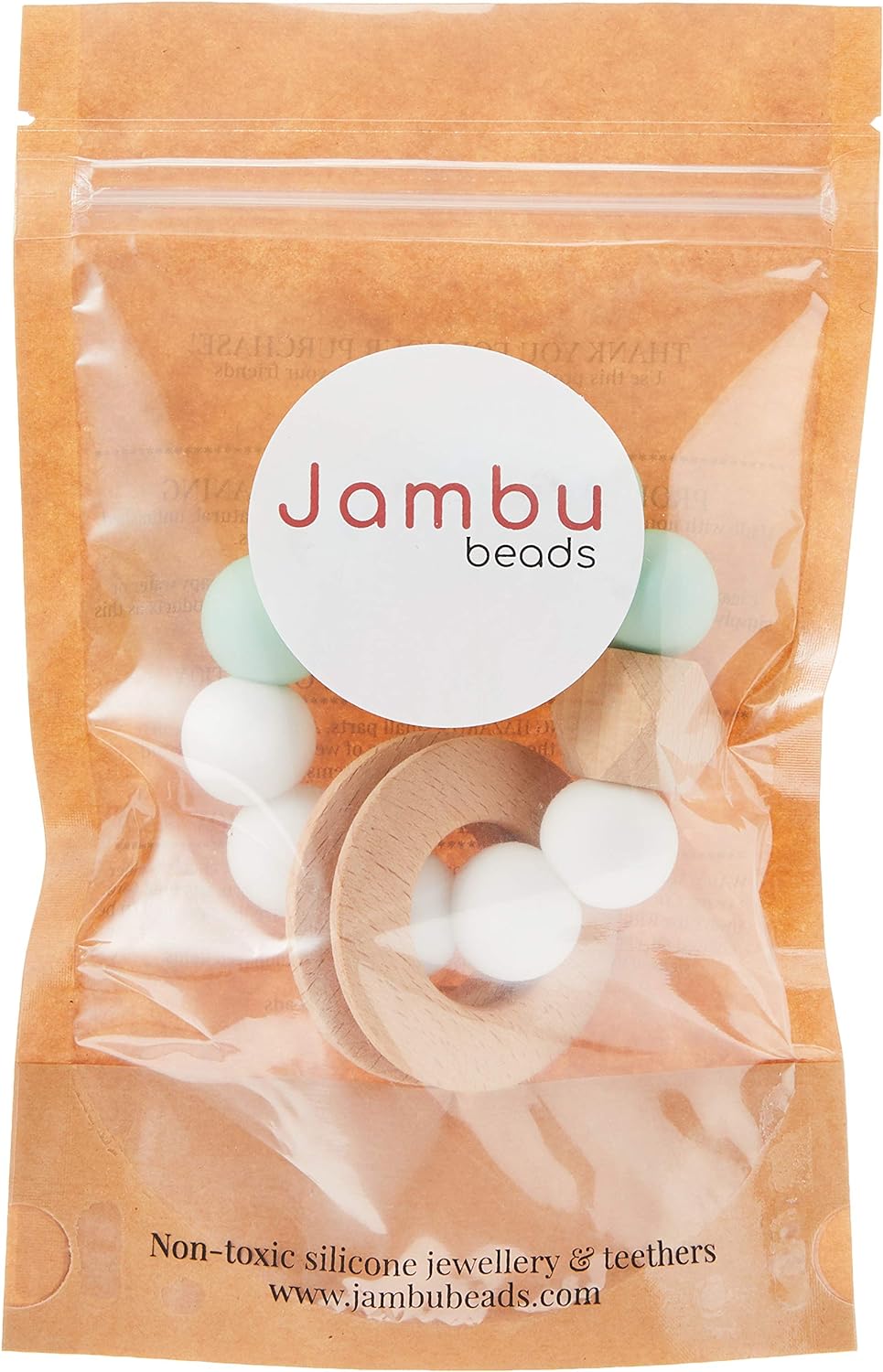 Jambu Beads Duo Rattle Teether Mint And White Secondary image