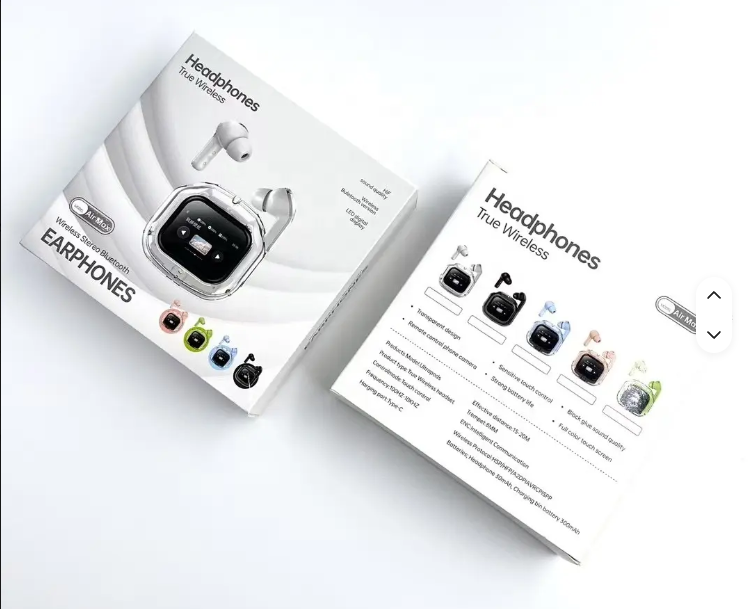 Earphones With LCD Screen - Transparent Casing