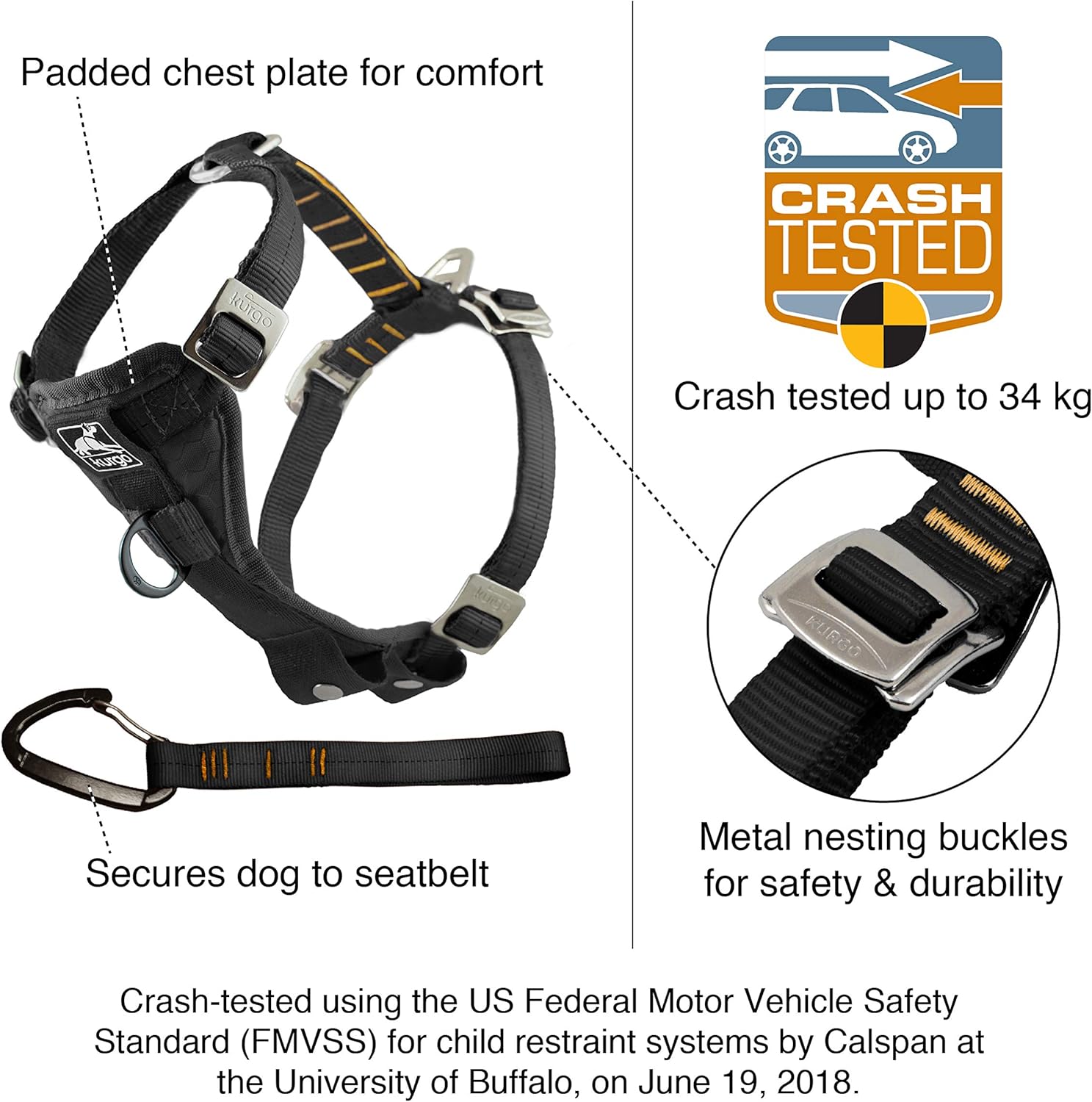 Kurgo Dog Harness TruFit Smart Auto And Walking Harness Enhanced Strength V3 Medium Red Secondary image