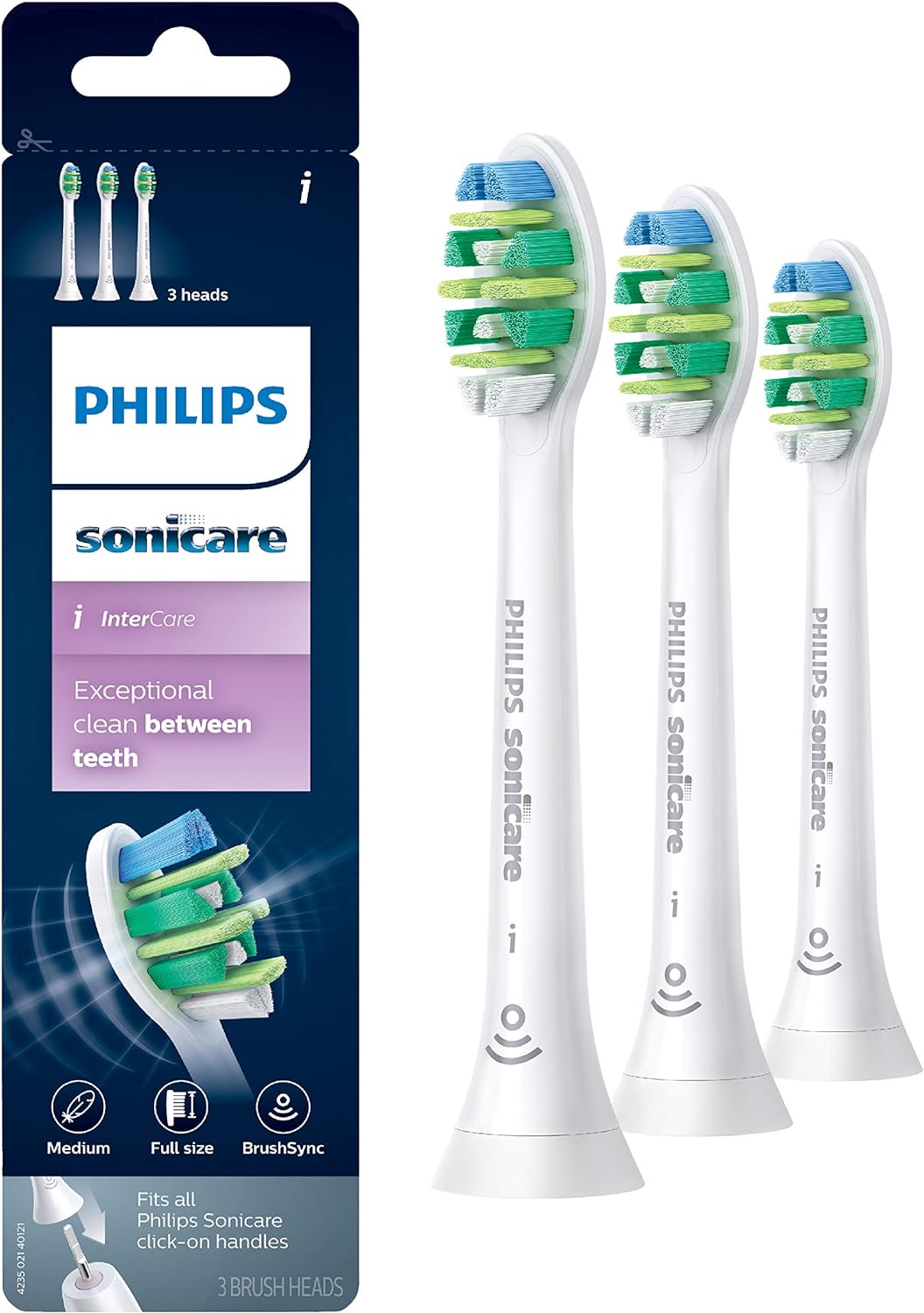 Philips Sonicare Intercare Replacement Toothbrush Heads HX900365 BrushSync Technology White 3 Per Pack Secondary image