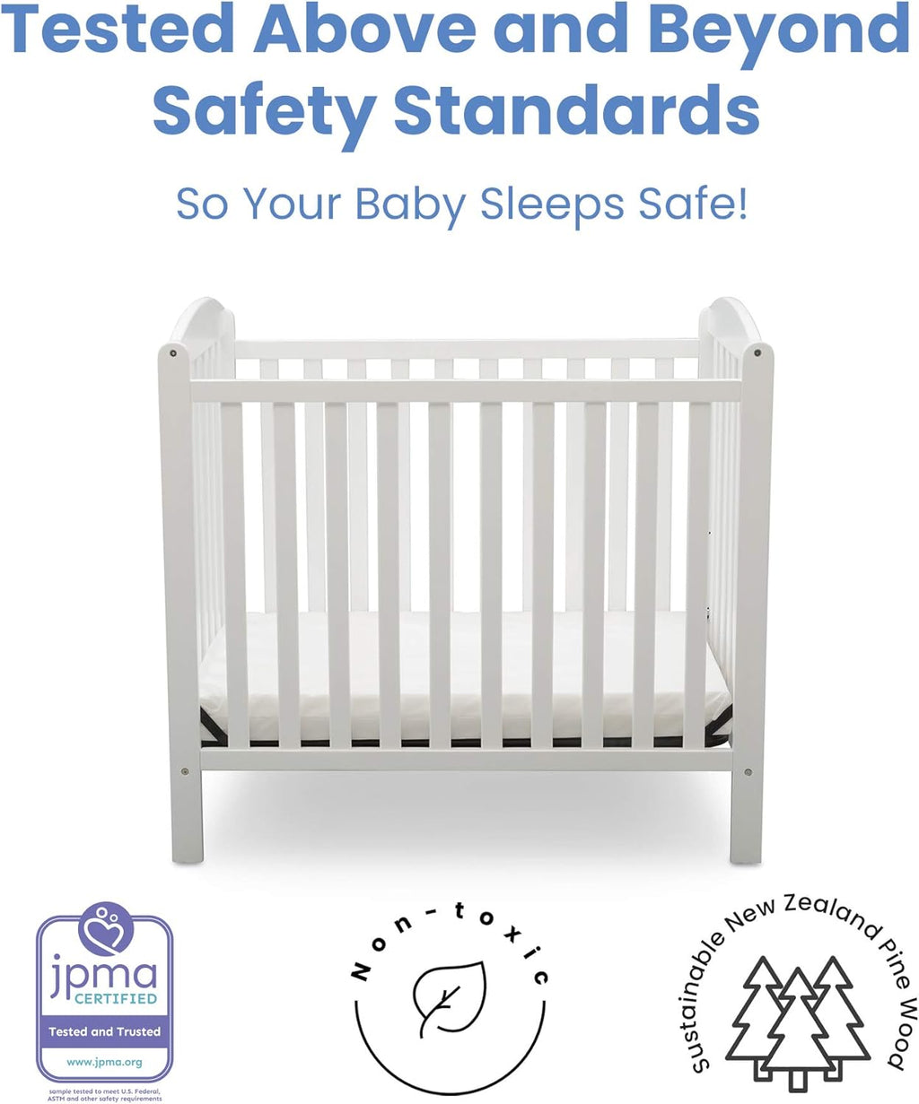 Delta Children Emery Mini Convertible Baby Crib With 2.75inch Mattress Bianca White