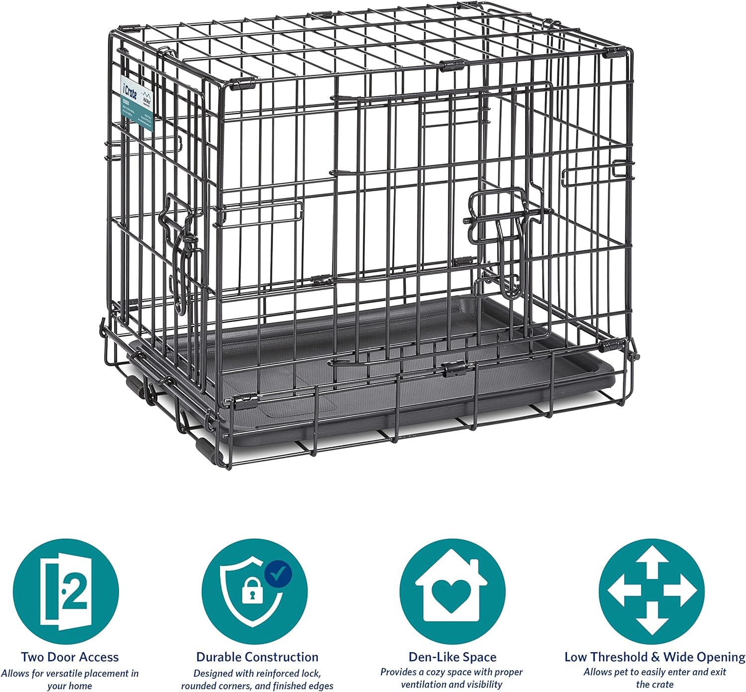 MidWest Homes For Pets iCrate Double Door Folding Dog Crate With LeakProof Pan Secondary image