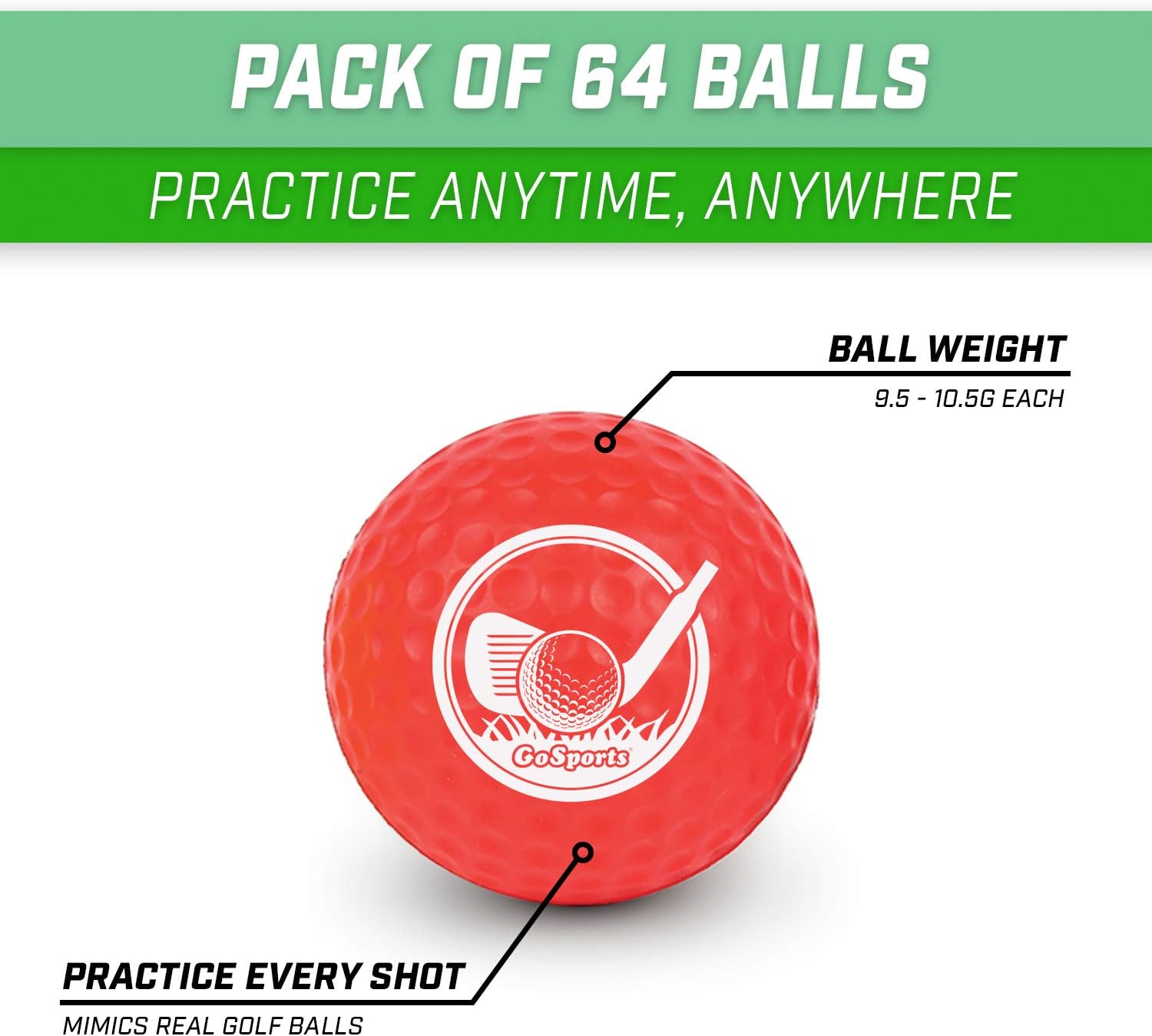 GoSports Foam Golf Practice Balls 64 Pack Secondary image