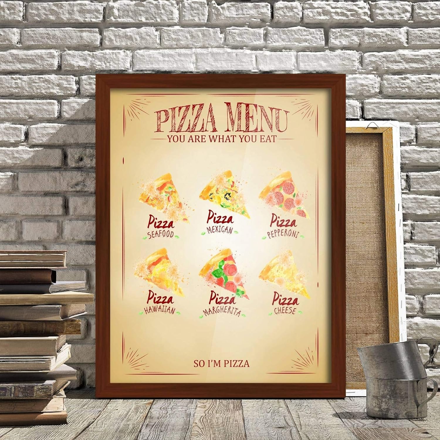 Poster Hub Pizza Menu Brown Kitchen Art Decor Secondary image