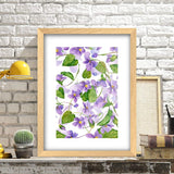 Poster Hub Watercolour Purple Flower Mallow Art Decor