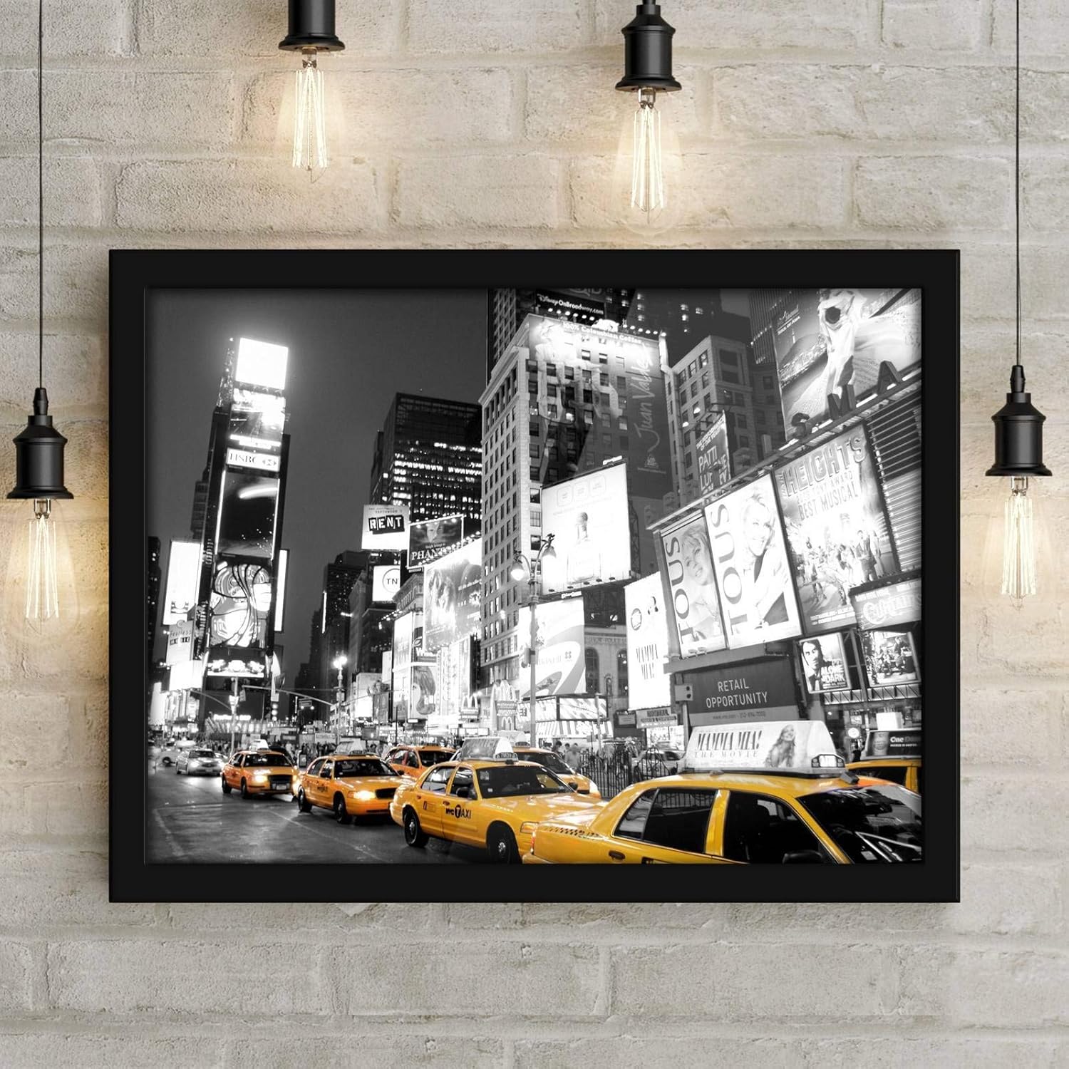 Poster Hub Nyc Time Square Cabs 1 BW Color Splash Art Decor Secondary image