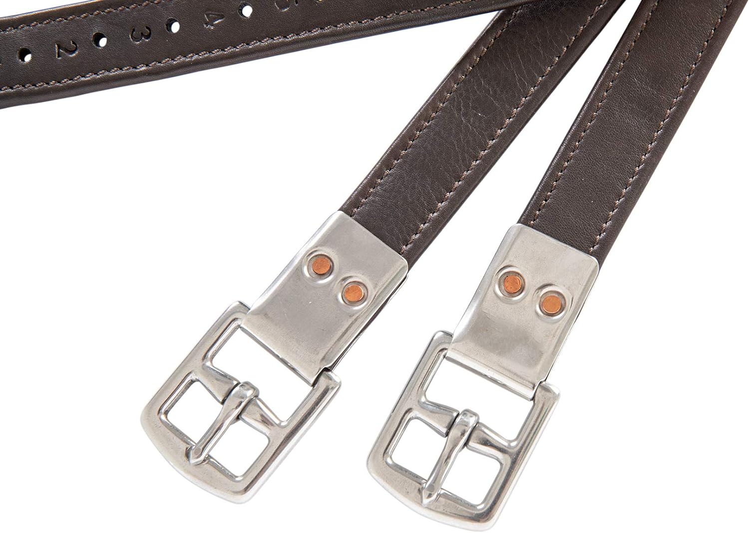 Huntley Equestrian Flat Buckle Premium Lined Stirrup Leather Havana 48in Secondary image