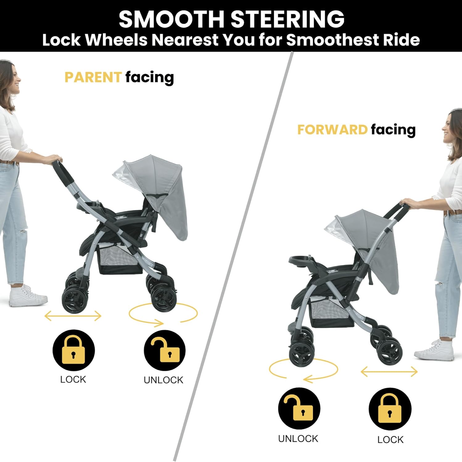 Jeep Unlimited Reversible Handle Stroller Grey Tweed Secondary image