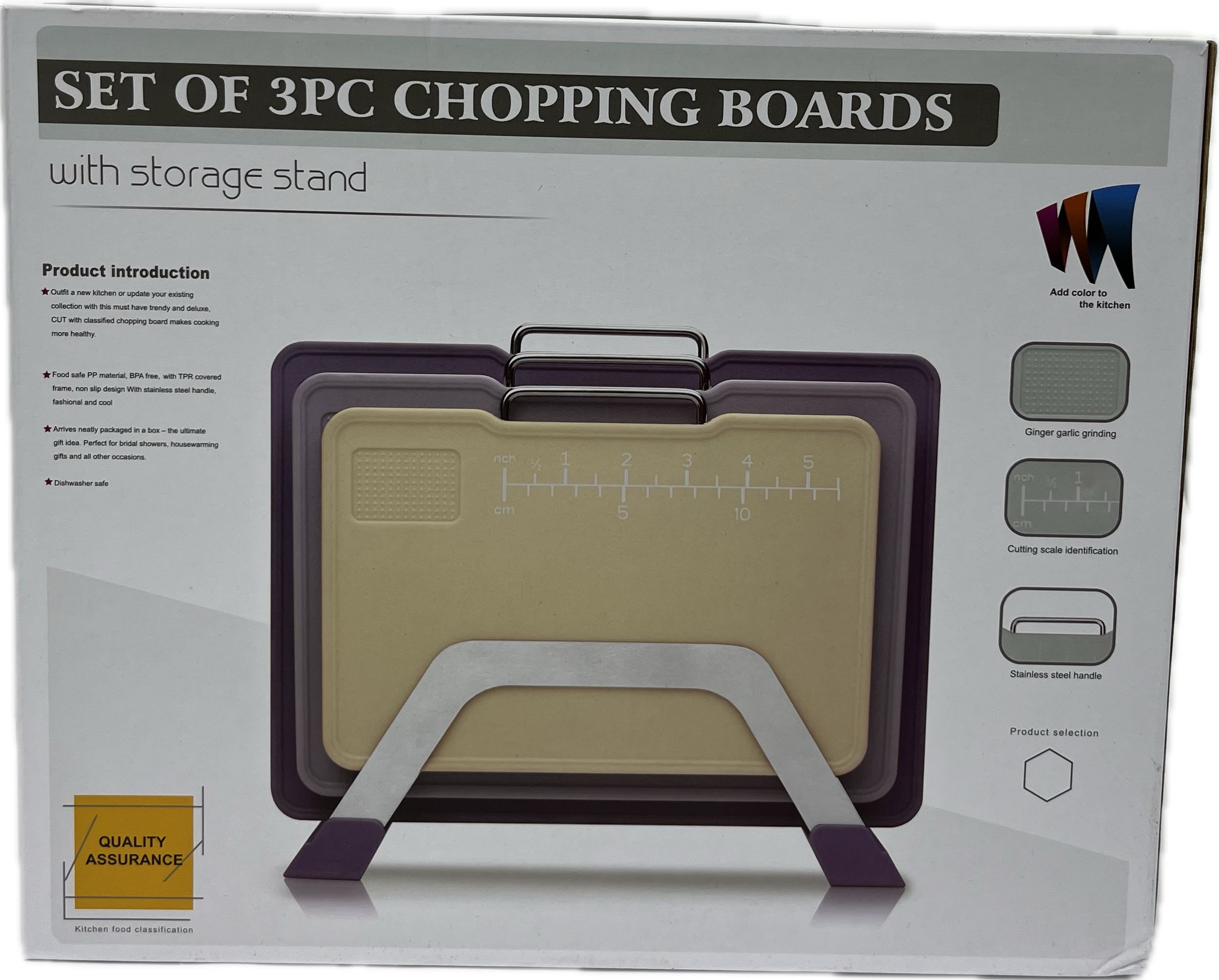 Chopping Board 3pc Set With Storage Stand 12529 Secondary image
