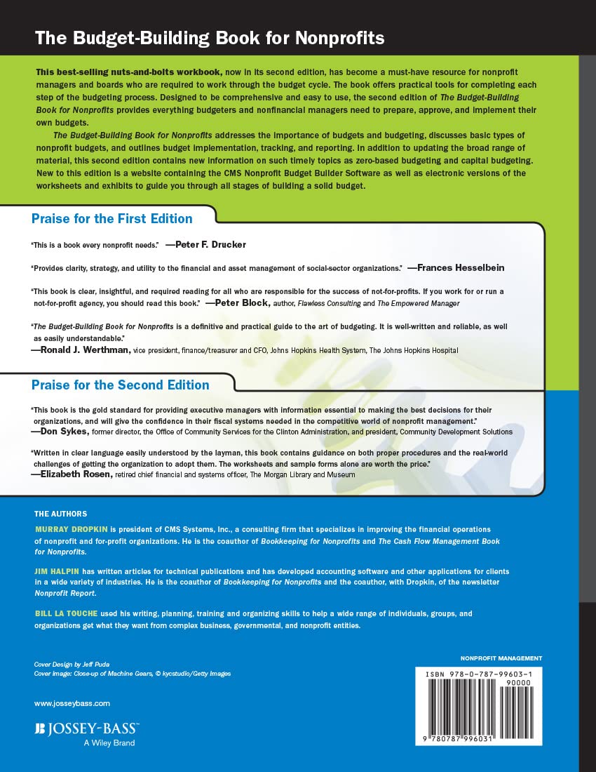 The Budget Building Book For Nonprofits A Step By Step Guide For Managers And Boards