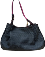 Fendi Black Zucchino Print Canvas And Patent Leather Shopper Tote