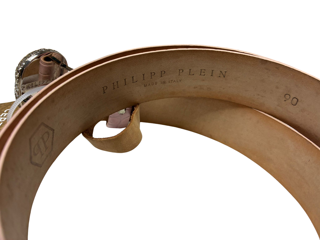 Philipp Plein Belt Crystal Skull Buckle Pink