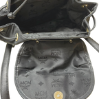 MCM A5578 Black Nylon And Leather Monogram Backpack