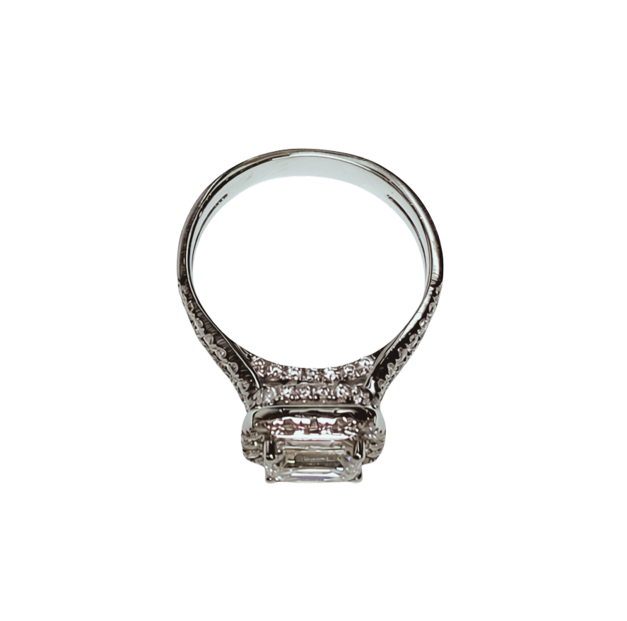 750WG Emerald Cut VVS2 1.08CTS GIA E Diamond Engagement Ring 4.6G Secondary image