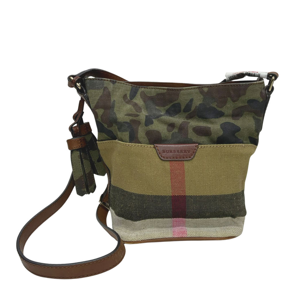 Burberry Camouflage Trimmed Ashby Bucket Bag
