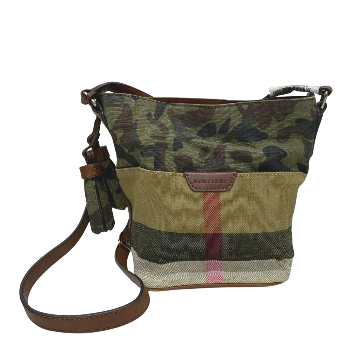 Burberry Camouflage Trimmed Ashby Bucket Bag