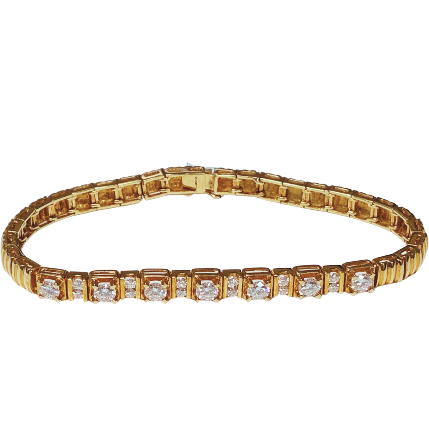 850 Yellow Gold and Diamond Tennis Bracelet 10.8GM