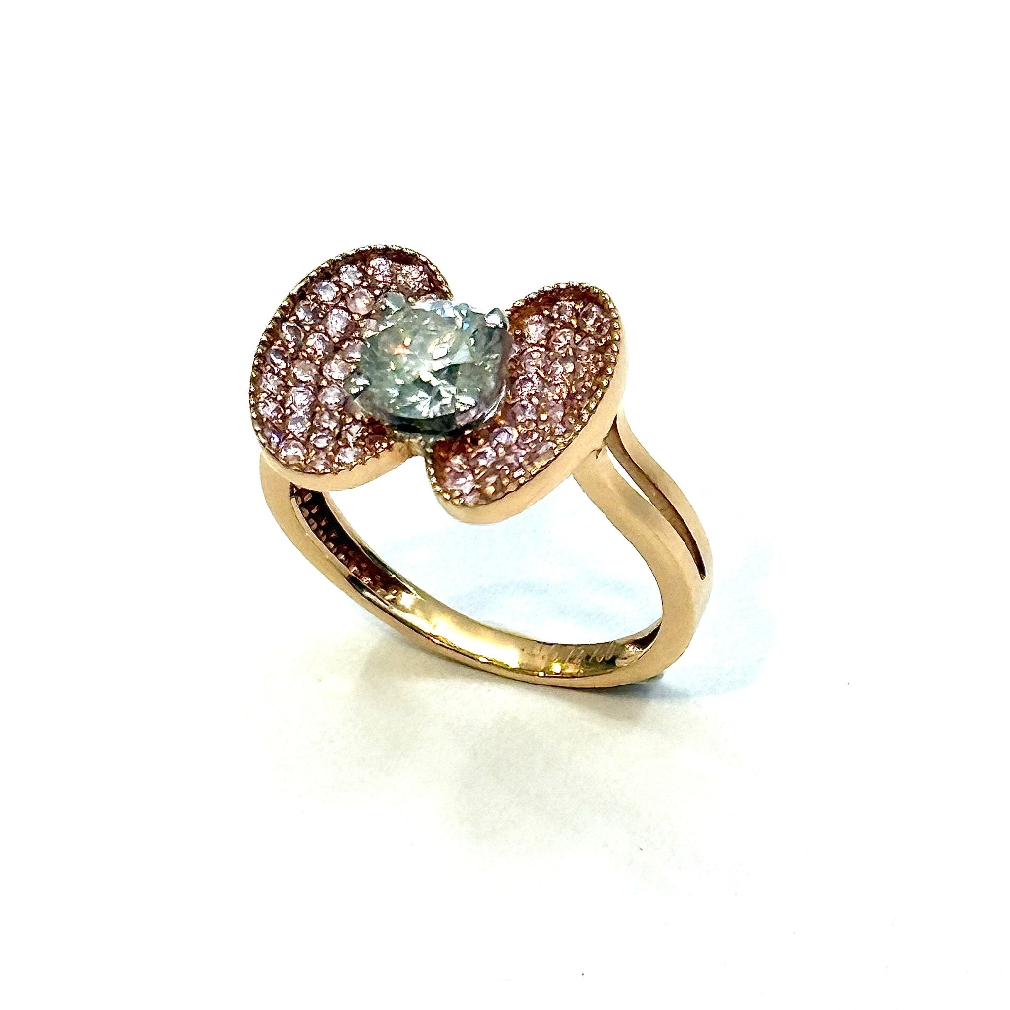 18K YG Pink Cubic Zircon Ring