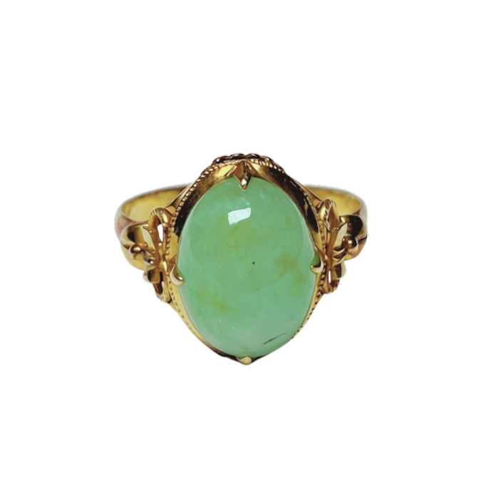 Chinese Green Jade Cabochon Ring 4.8GM