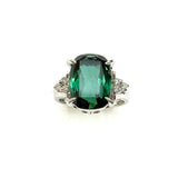 PT900 Green Tourmaline & Diamond Ladies Ring