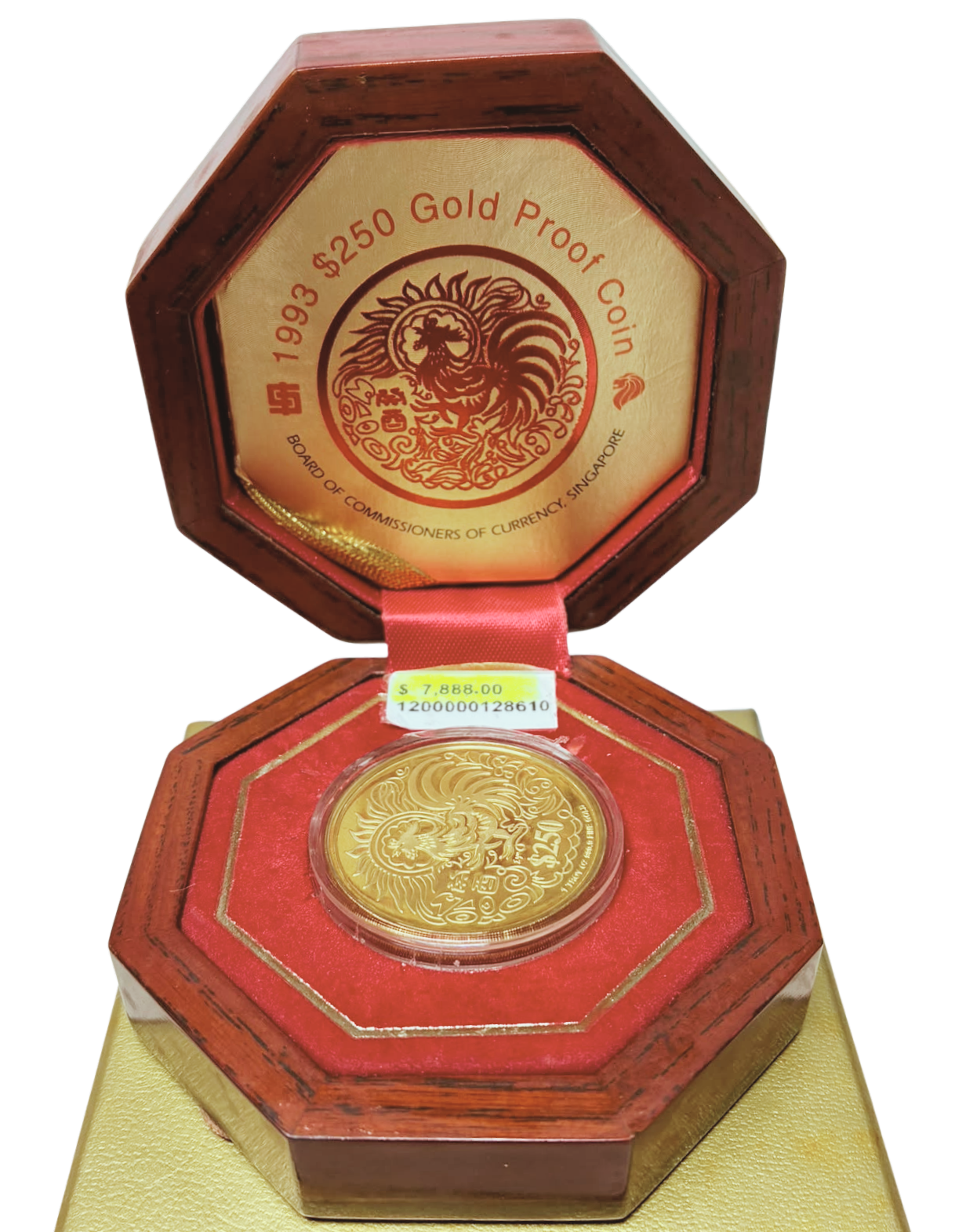 The Singapore Mint 999.9YG 1993 Singapore SGD250 Year Of The Rooster Gold Proof Coin 31.1GM Secondary image