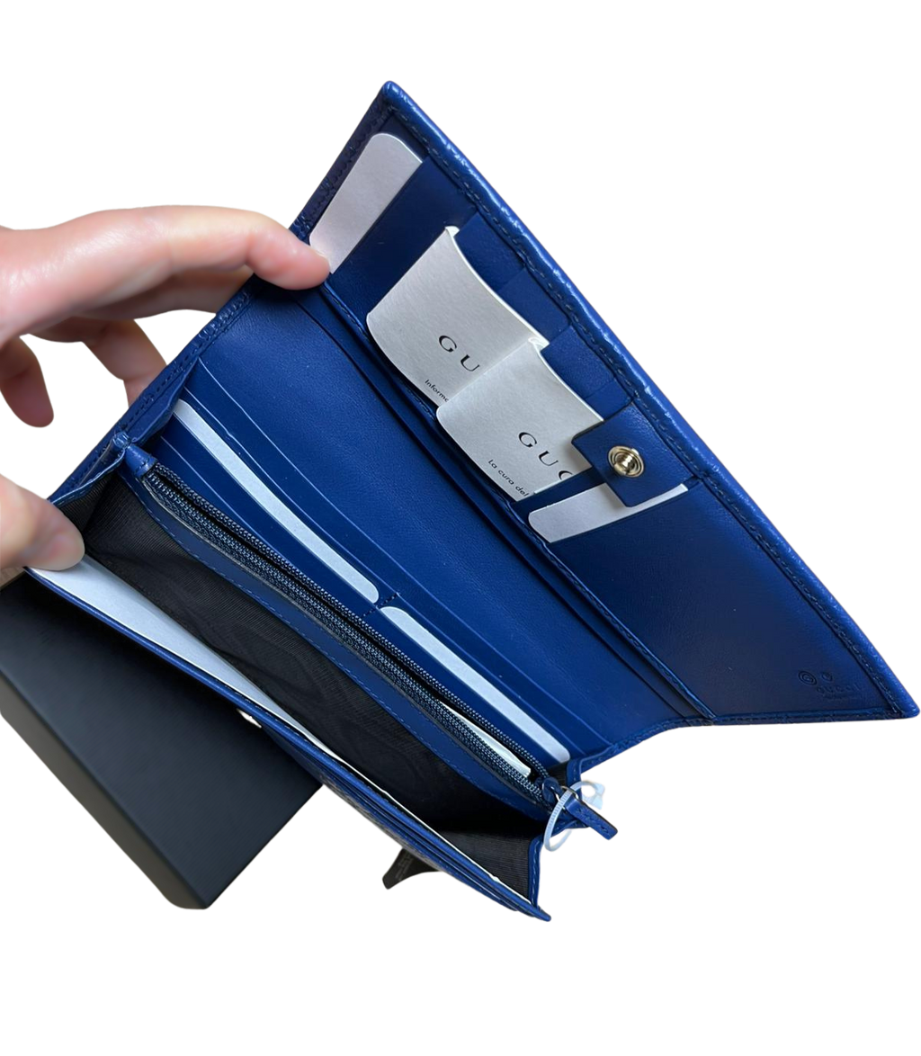 Gucci 449396 BMJ1G 4231 Long Wallet Blue
