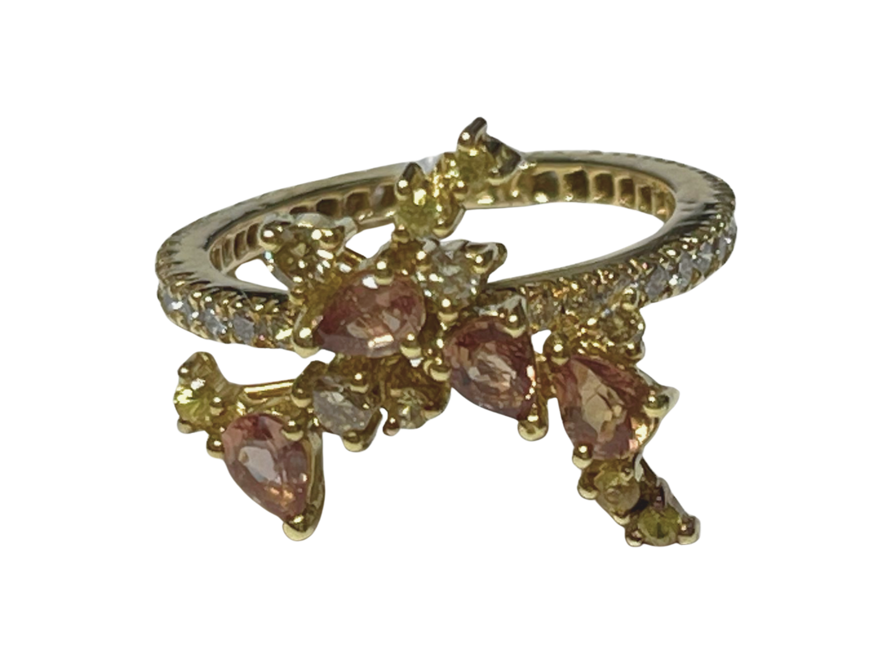 Yellow Gold Sapphire With Diamond Ring 3.7G Main image