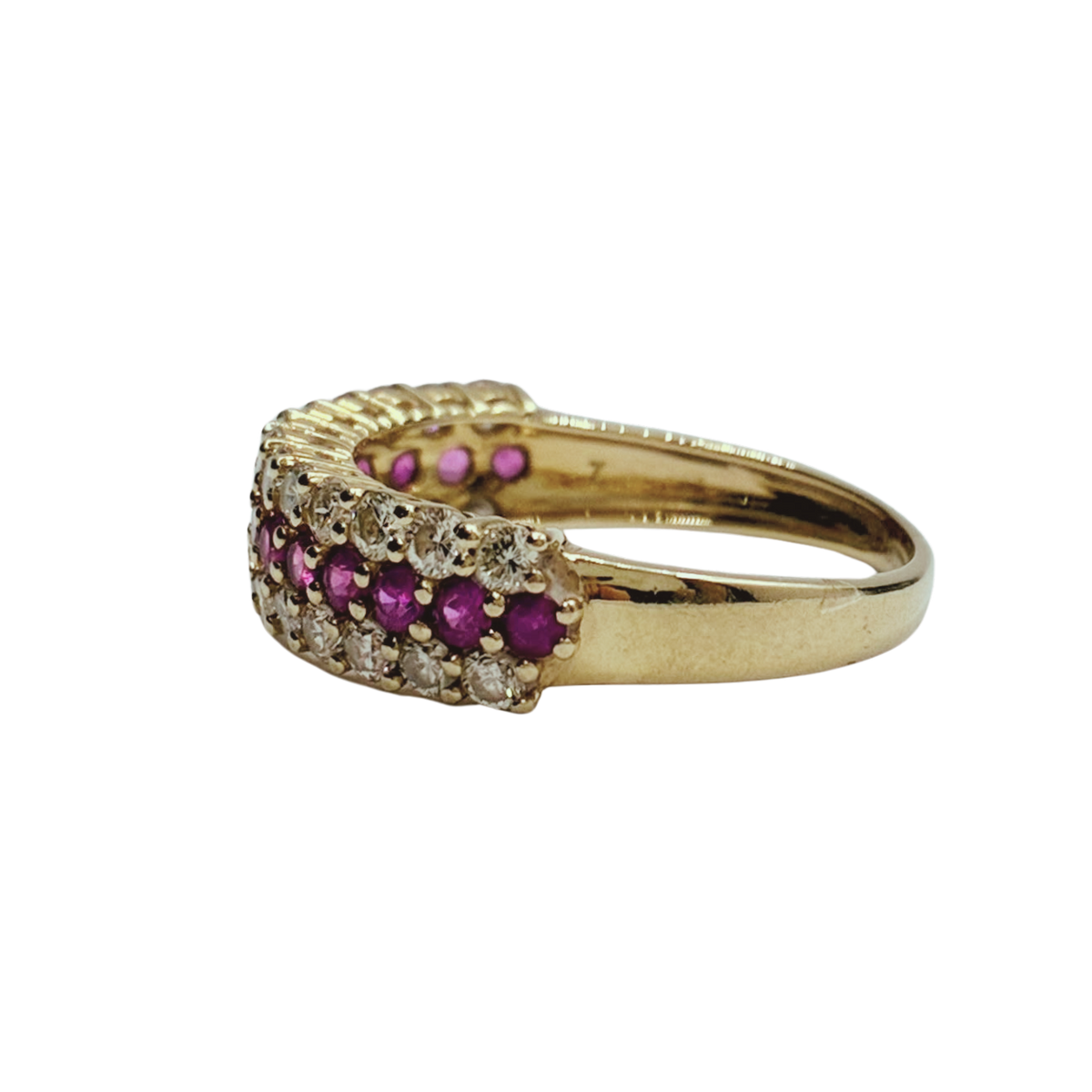 750YG Multi Row Ruby and Diamond Ring 2.3G