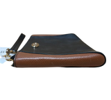 Coach Morgan F64848 Clutch Wristlet Black Saddle Brown Leather