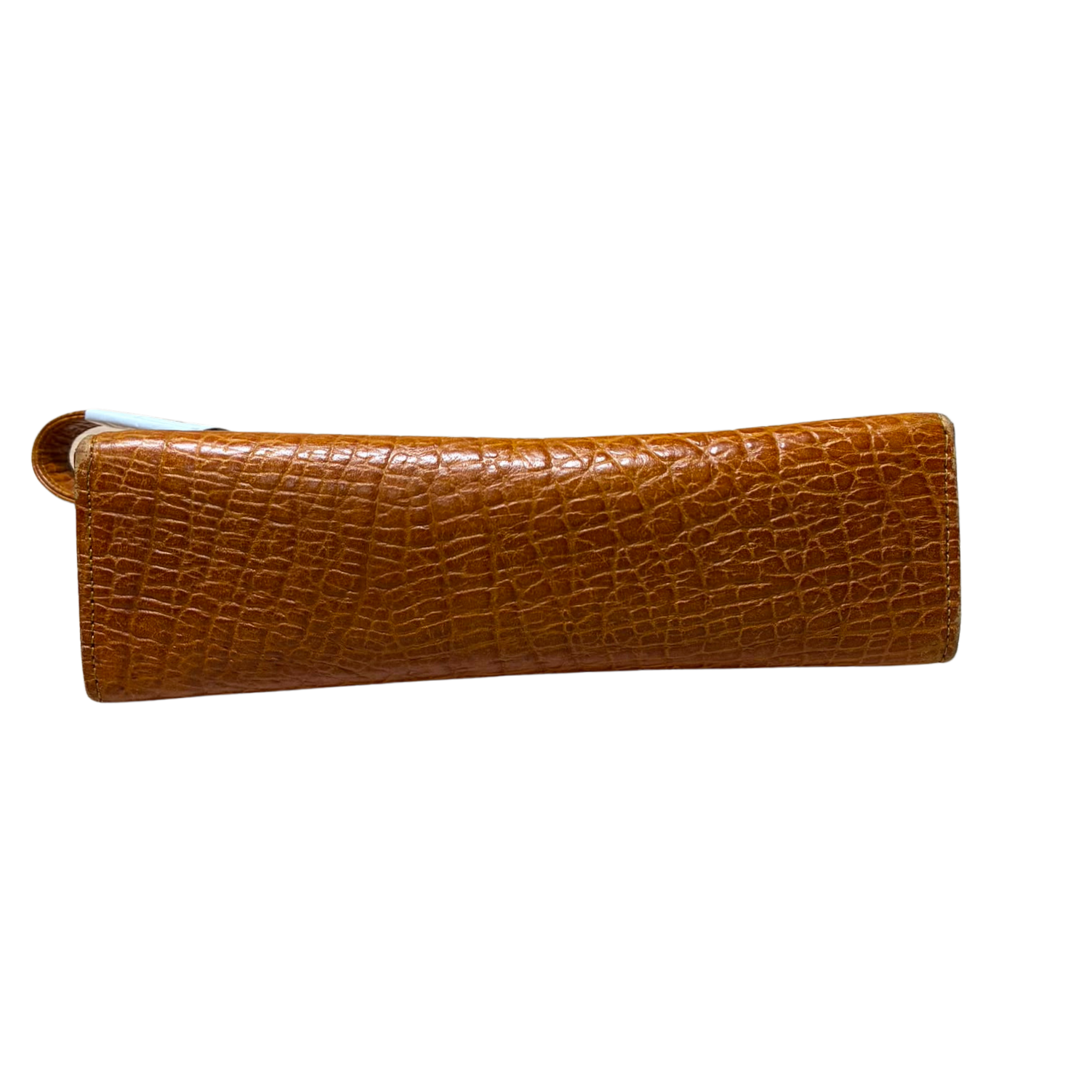 Kenzo Clutch Tan Brown Crocodile Embossed Leather