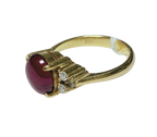 850YG Gold Ring Lady CabochonCut Ruby With Small Diamonds 4.5GM