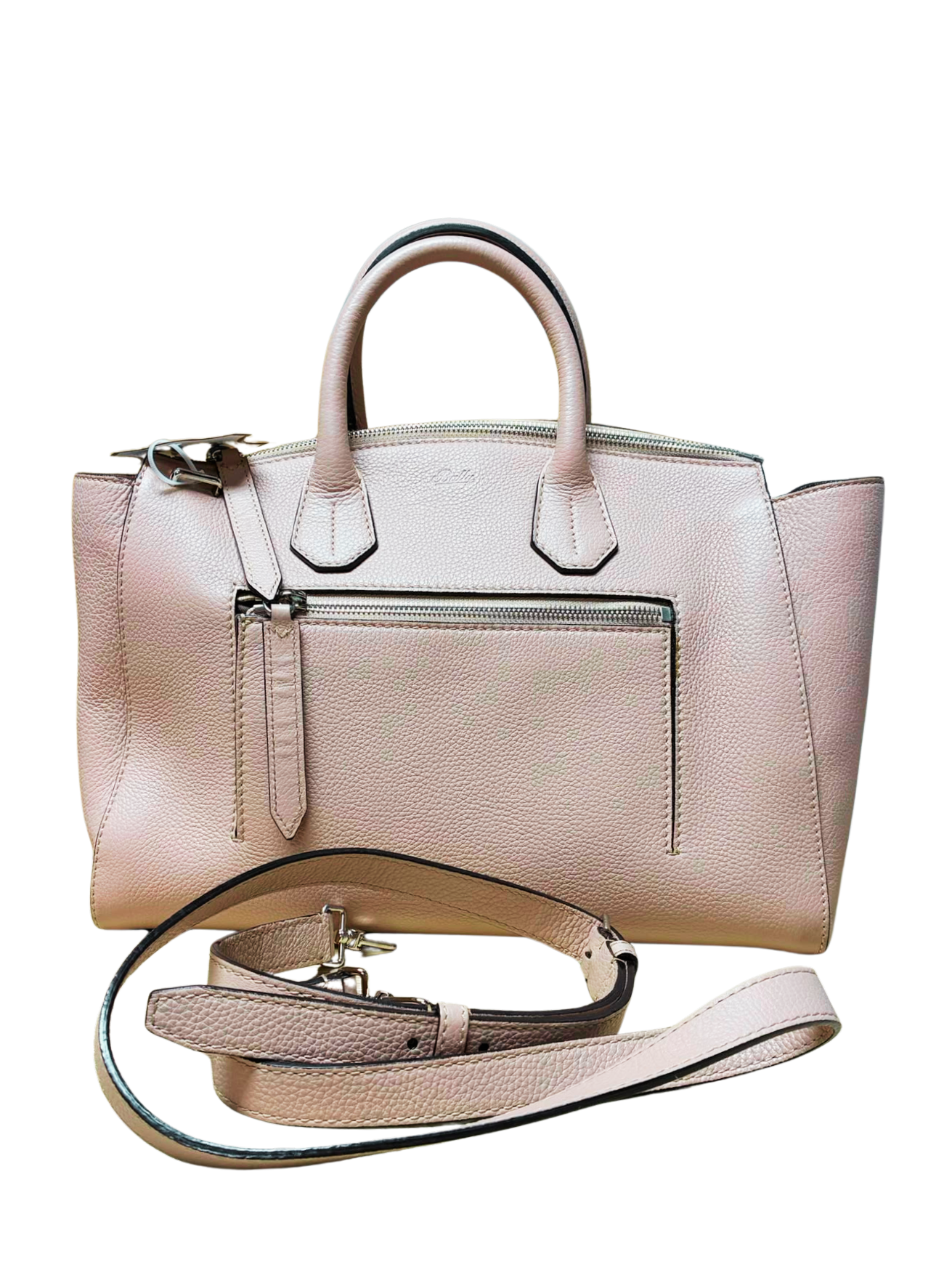 Bally Sommet ZIP Logo Engraved Leather 2way Handbag Shoulder Bag Pink Beige Secondary image