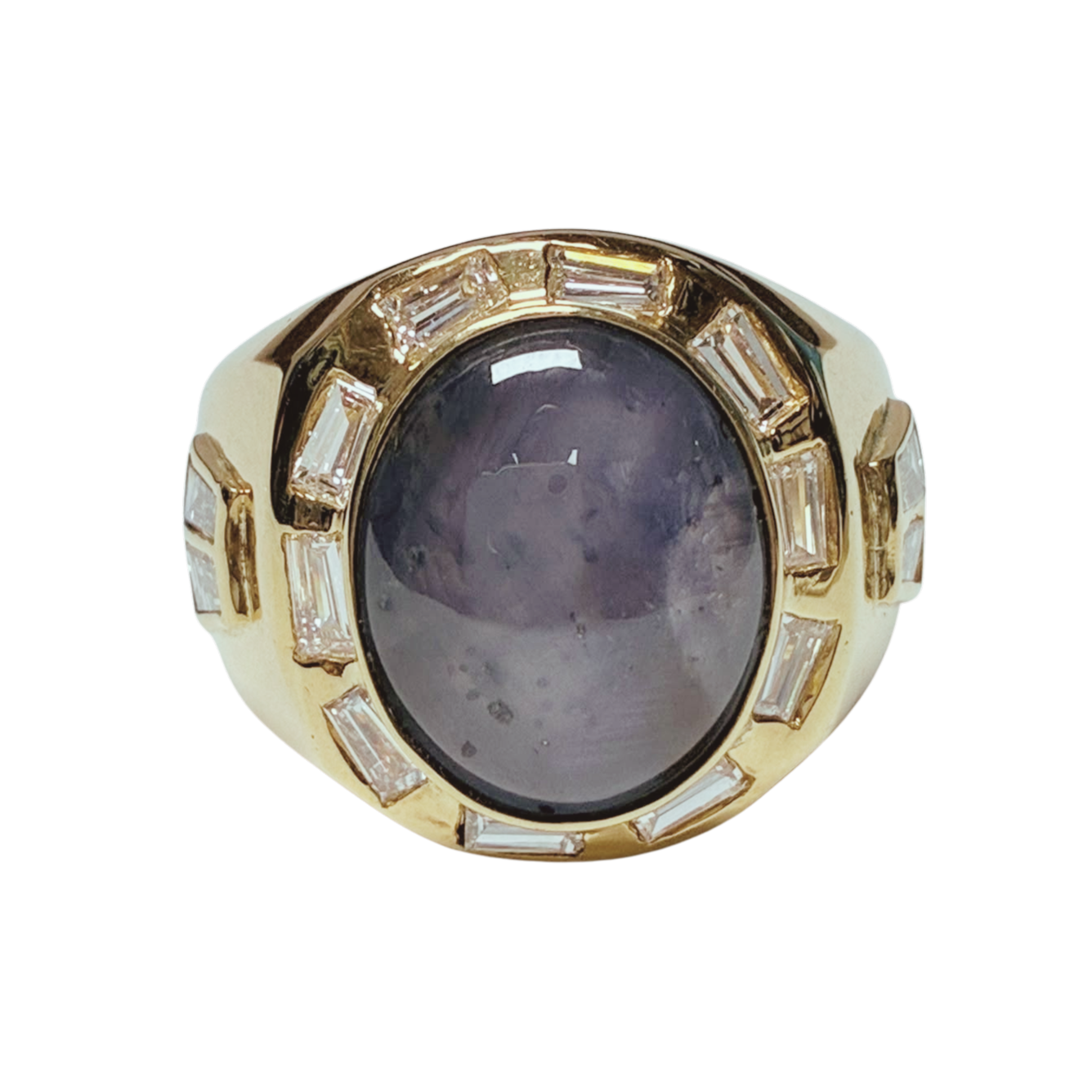 18KYG Star Sapphire And Diamond Ring 14.2G Secondary image