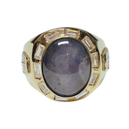 18KYG Star Sapphire And Diamond Ring 14.2G