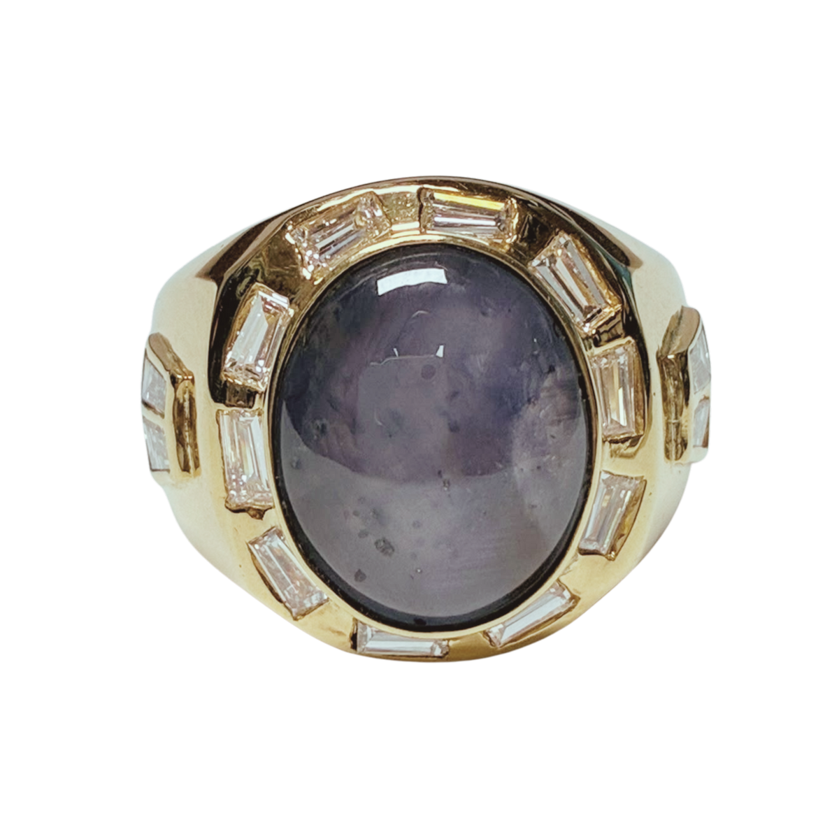 18KYG Star Sapphire And Diamond Ring 14.2G