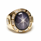 18KYG Star Sapphire And Diamond Ring 14.2G