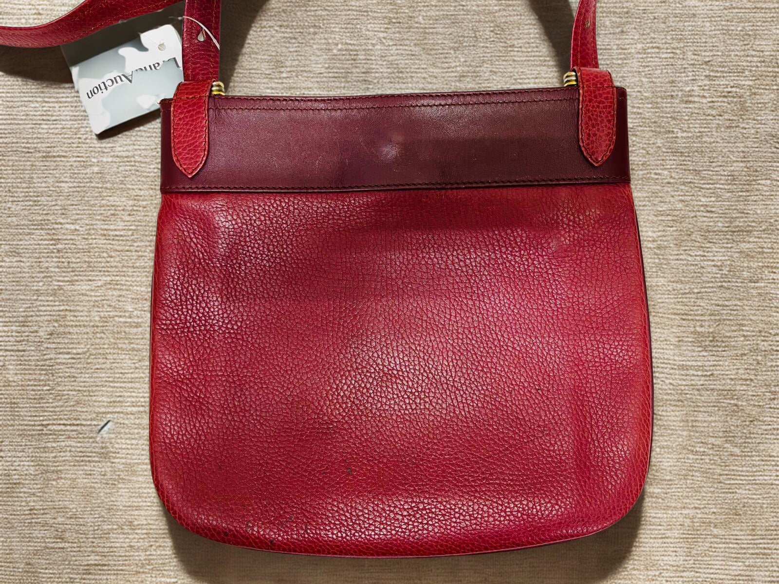 CARTIER Must Line Shoulder Bag Leather Bordeaux Gold Auth BA3142 Golden Dark red