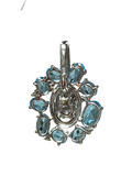 750WG Flower Shaped Blue Topaz And Diamond Pendant 2.3GM