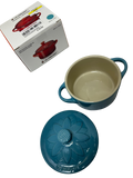 Le Creuset Stoneware Mini Round Cocotte With Flower Lid, 8oz, Caribbean
