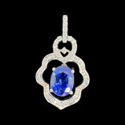 Royal Blue Sapphire Sri Lanka Pendant w/ Diamond 750 White Gold