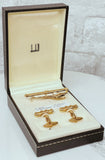 Dunhill Gold Plated Tie Clip And Cufflink Set In Original Presentation Box