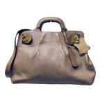 Salvatore Ferragamo Top Handle Bag Taupe Leather Large