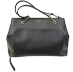 DKNY Black Saffiano Leather Bryant Park Front Pocket Satchel