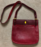 CARTIER Must Line Shoulder Bag Leather Bordeaux Gold Auth BA3142 Golden Dark red