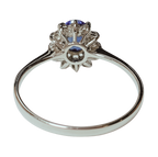 18KWG Princess Diana Inspired Blue Sapphire Halo Ring 2.1GM