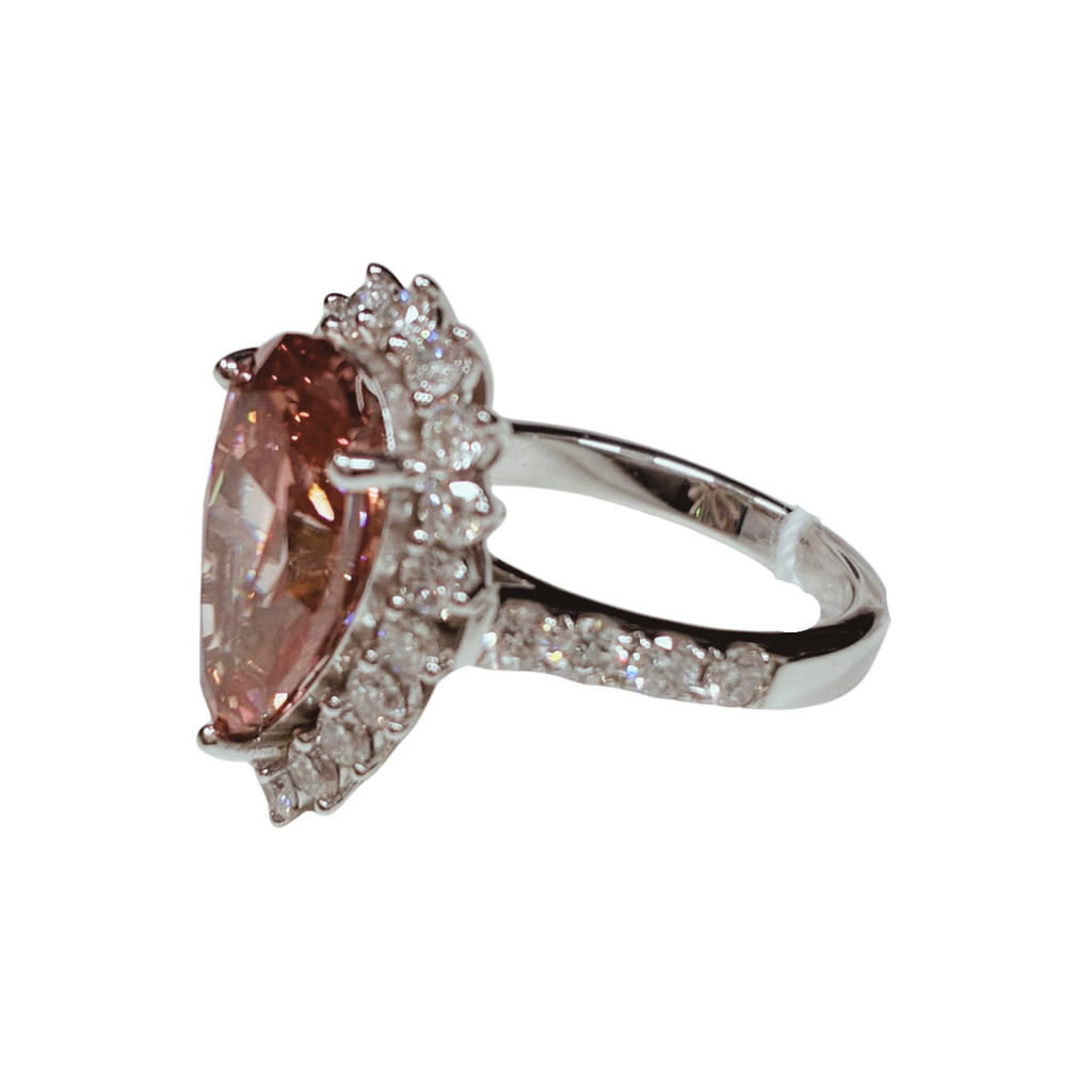 18KWG Pink Lab Grown Diamond Ladys Ring 6.42GM
