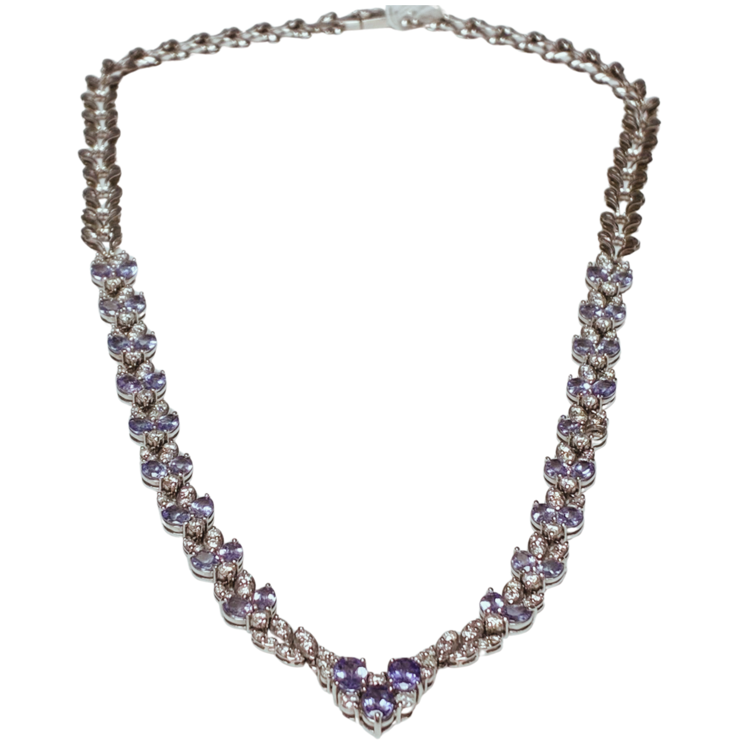 K14WG Pear Shaped Tanzanite And Diamonds Necklace 15.27G