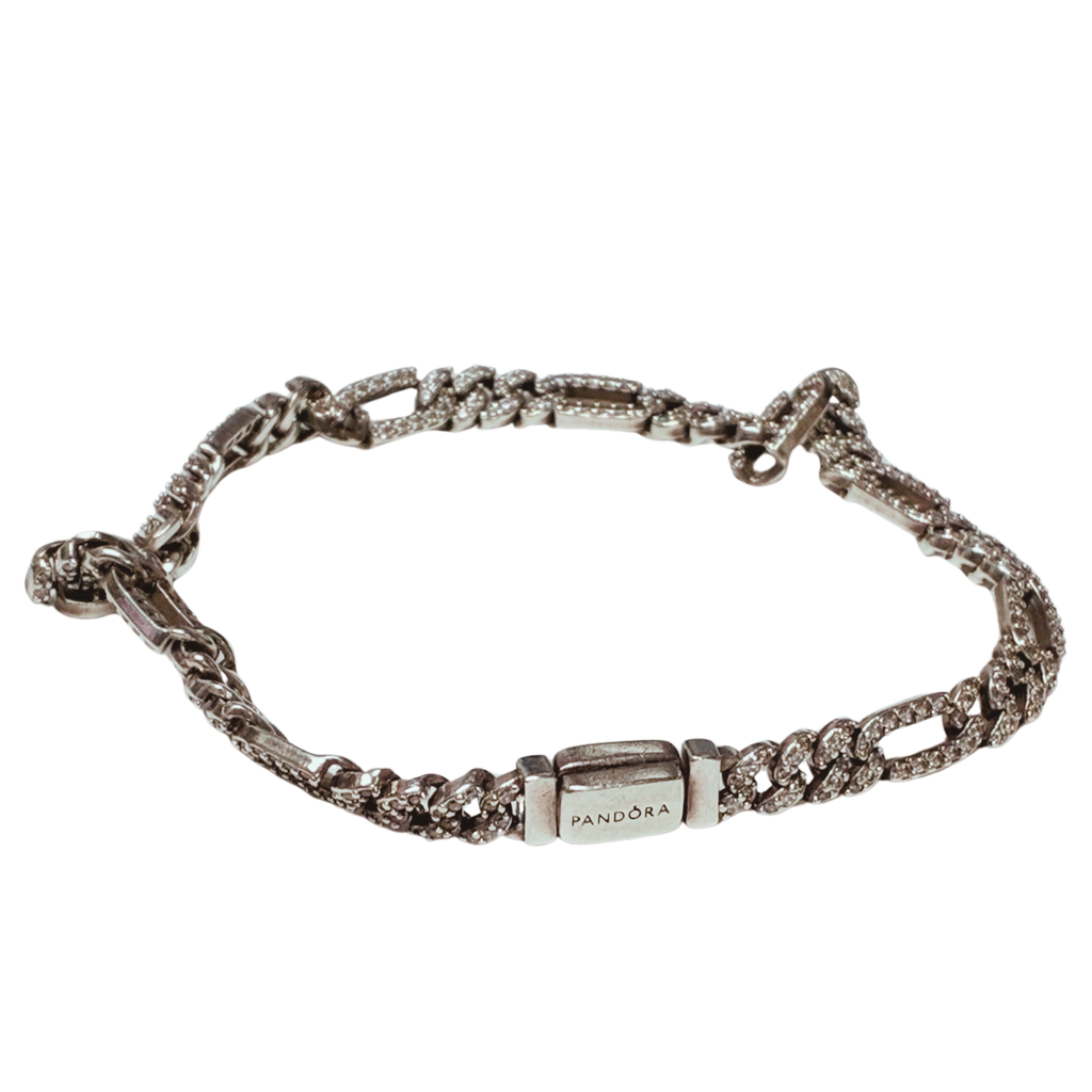 Pandora 925 Silver Oval Cuban Chain Bracelet