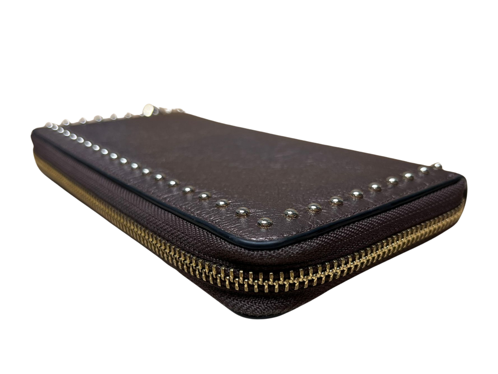 COACH Accordion Round Zip Long Wallet With Lacquer Rivets