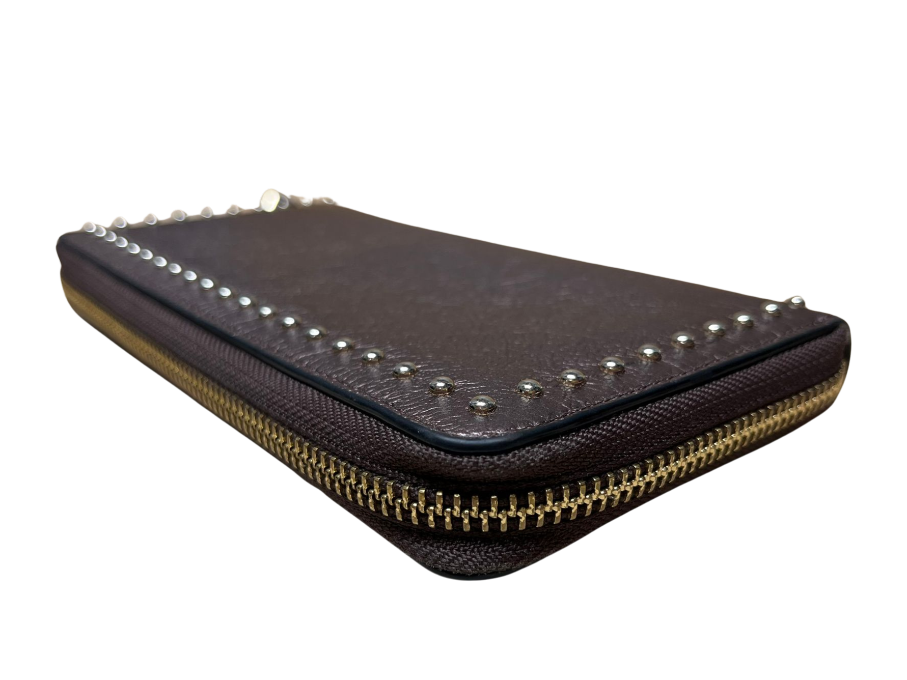 COACH Accordion Round Zip Long Wallet With Lacquer Rivets